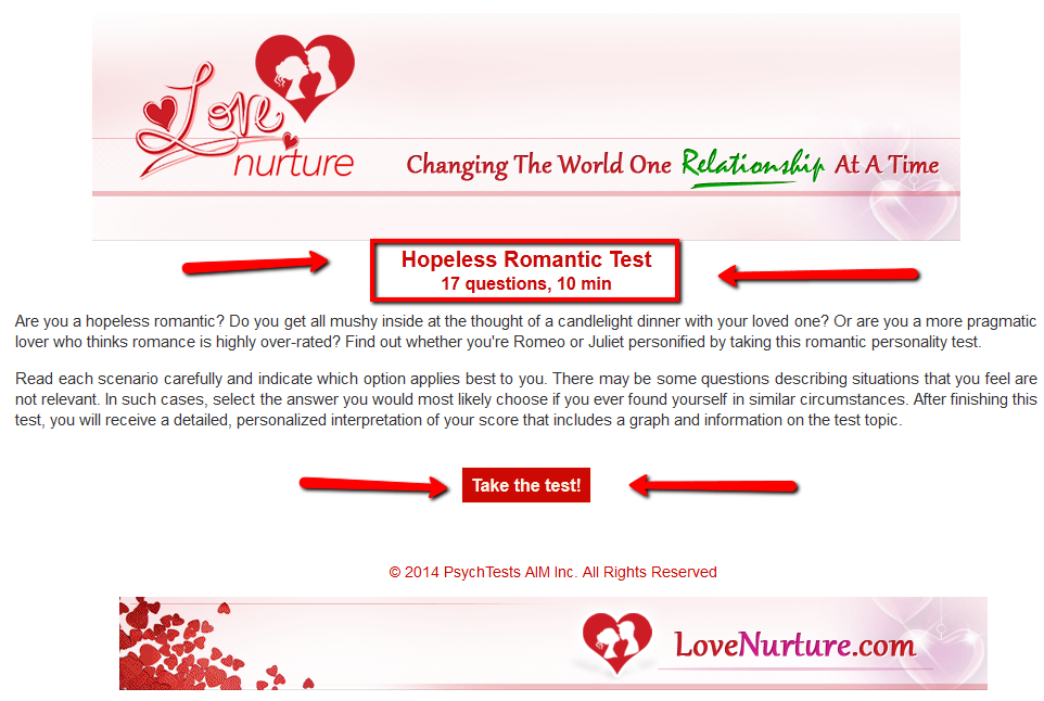 hopeless romantic test